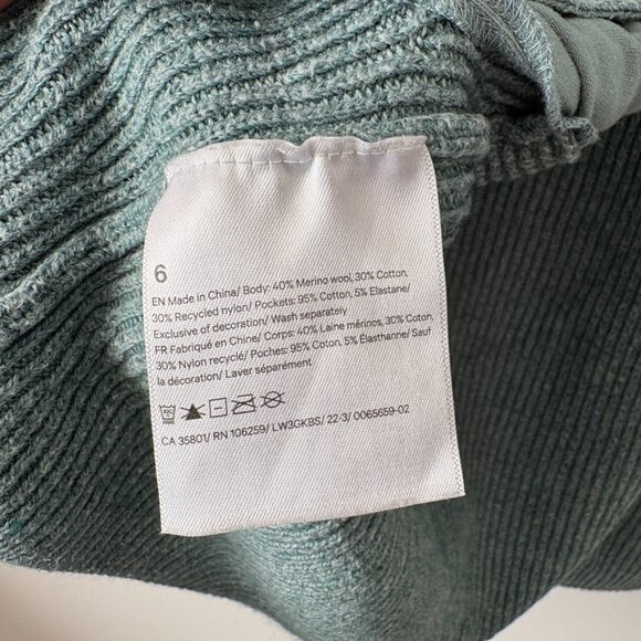 Lululemon Merino Wool Ribbed Long Wrap Sweater Heathered Tidewater Teal Green 6 - Picture 8 of 8